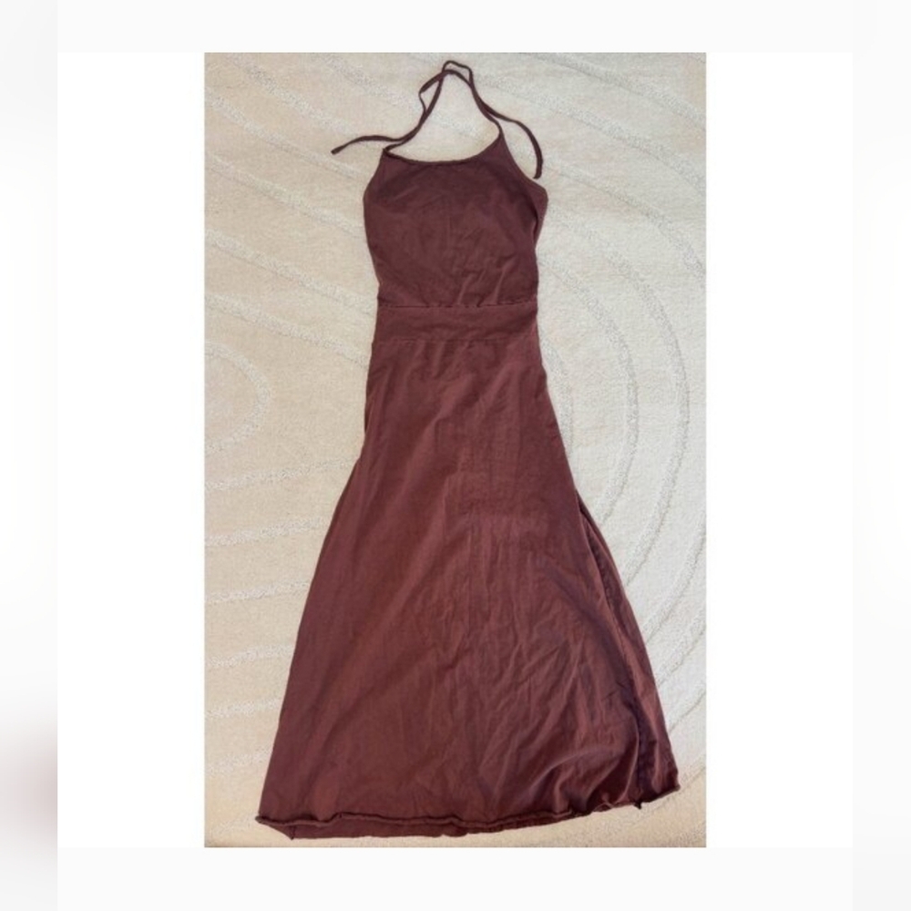 Zhen Nymph Tamesis River Goddess Brown Backless Halter Dress - Picture 8 of 9